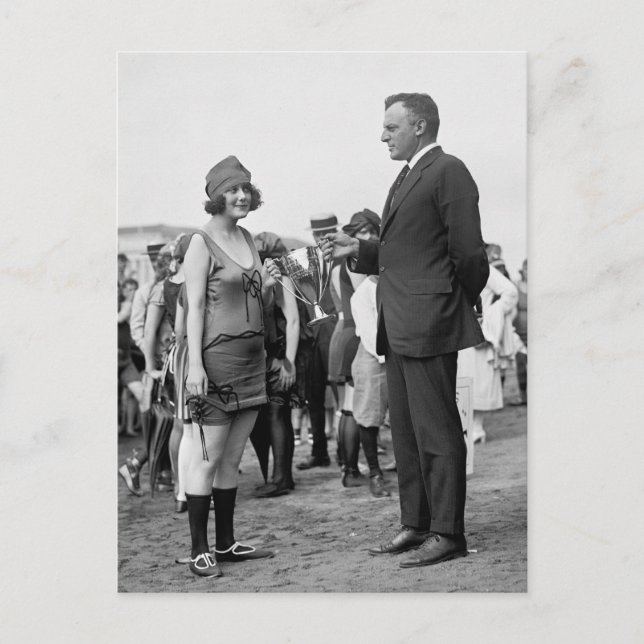 Winner at the Beach, 1920s Postcard (Front)