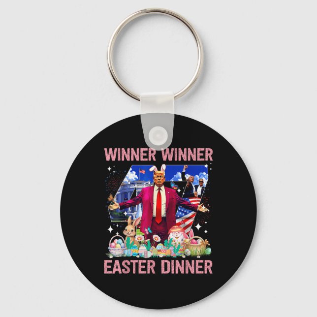 Winner Easter Dinner Trump Bunny Hunt Eggs Happy E Key Ring (Front)