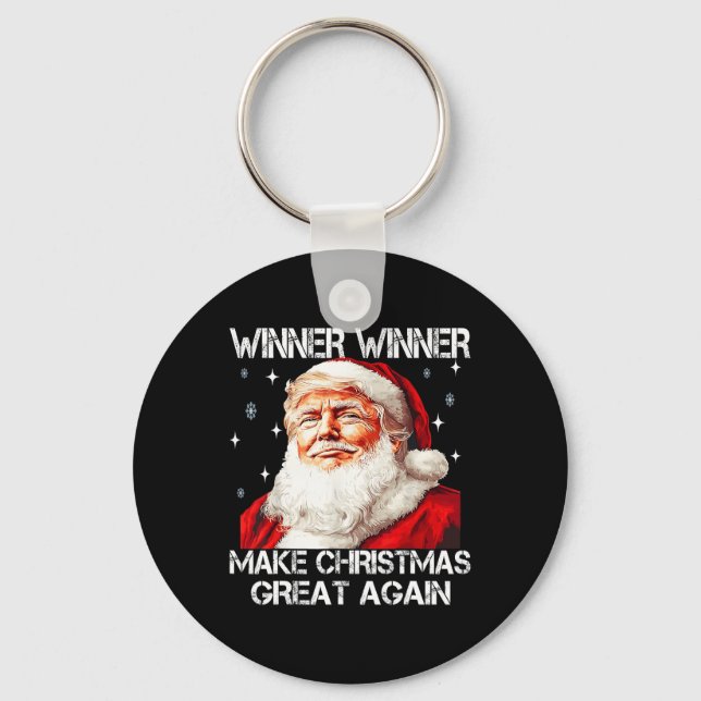 Winner Make Christmas Great Again Santa Funny Trum Key Ring (Front)