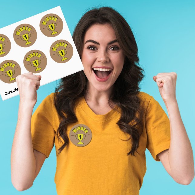 Winner prize game night party win trophy  classic round sticker (Creator Uploaded)