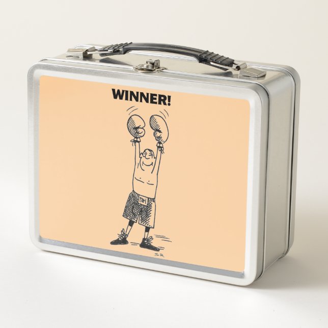 Winner tan and stainless steel lunchbox (Front)