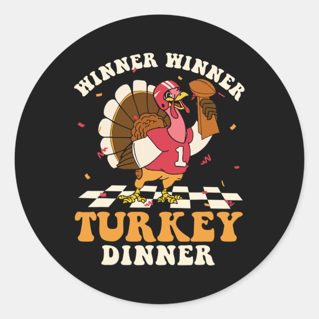 Winner Turkey Dinner Football Autumn Fall Thanksgi Classic Round Sticker (Front)