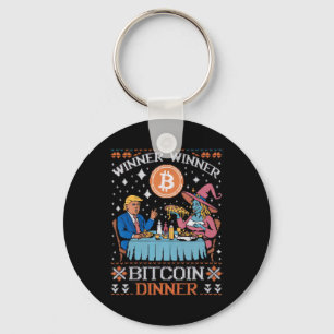Winner Winner Bitcoin Dinner Ugly Trump Xmas Sweat Key Ring