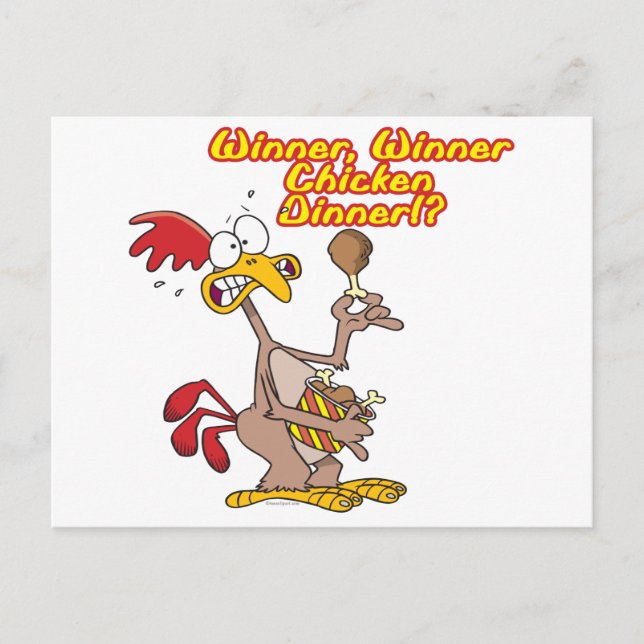 winner winner chicken dinner irony humor postcard (Front)