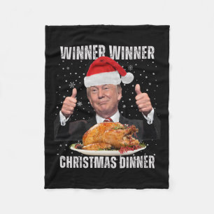 Winner Winner Christmas Dinner Humour Funny Trump Fleece Blanket