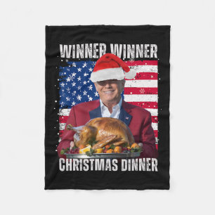 Winner Winner Christmas Dinner Humour Funny Trump Fleece Blanket