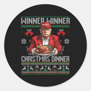 Winner Winner Christmas Dinner Santa Trump Ugly Sw Classic Round Sticker
