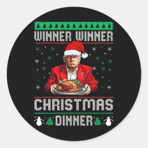 Winner Winner Christmas Dinner Santa Trump Ugly Sw Classic Round Sticker