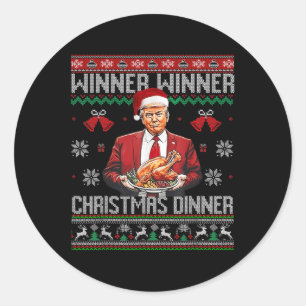 Winner Winner Christmas Dinner Santa Trump Ugly Sw Classic Round Sticker