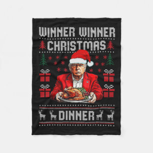 Winner Winner Christmas Dinner Santa Trump Ugly Sw Fleece Blanket