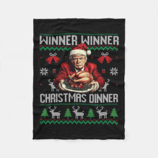 Winner Winner Christmas Dinner Santa Trump Ugly Sw Fleece Blanket