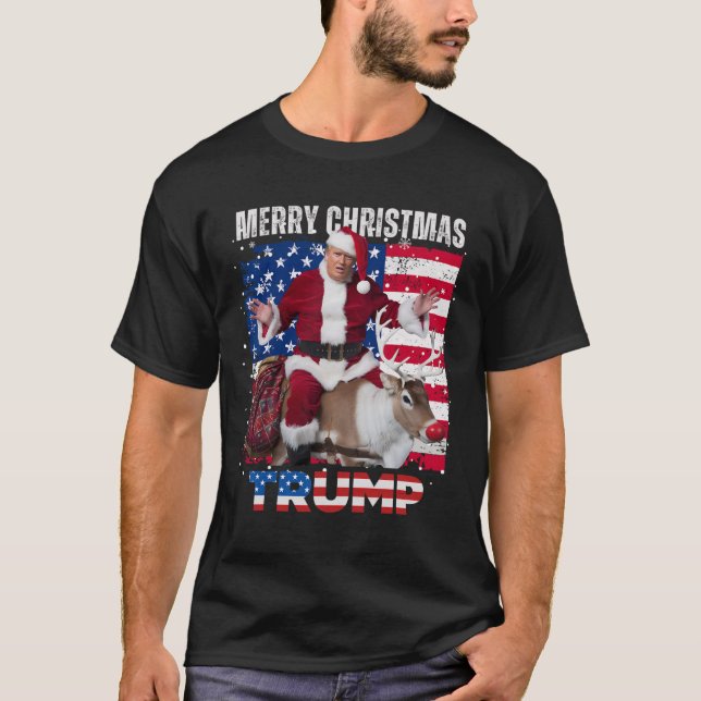 Winner Winner Christmas Dinner Santa Trump Ugly Sw T-Shirt (Front)
