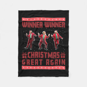Winner Winner Christmas Great Again Santa Trump Da Fleece Blanket