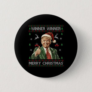 Winner Winner Merry Christmas Trump Santa Ugly Swe 6 Cm Round Badge