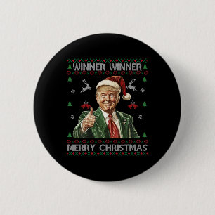 Winner Winner Merry Christmas Trump Santa Ugly Swe 6 Cm Round Badge