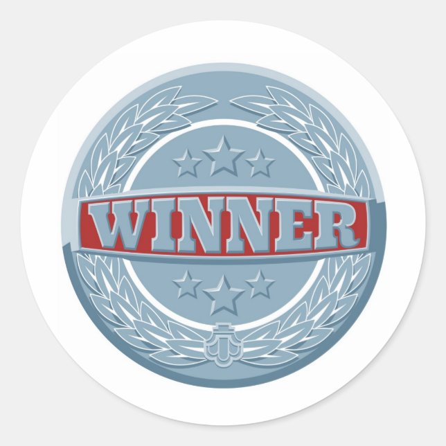Winners award badge classic round sticker (Front)