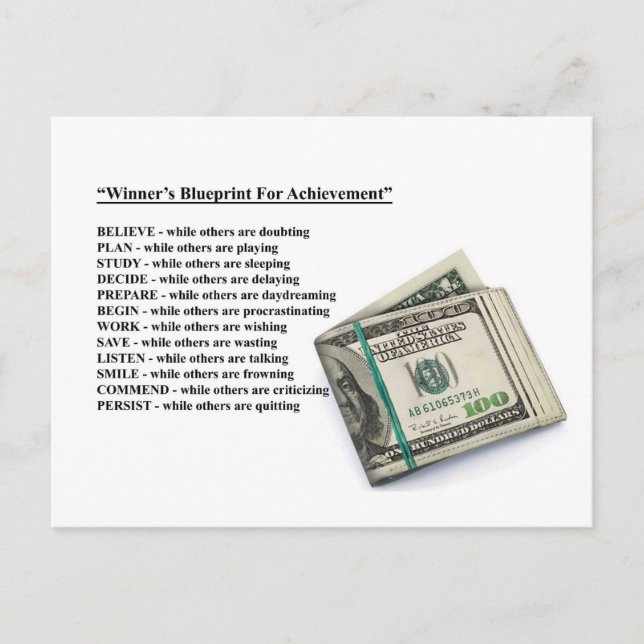 winners blueprint for achievement postcard (Front)