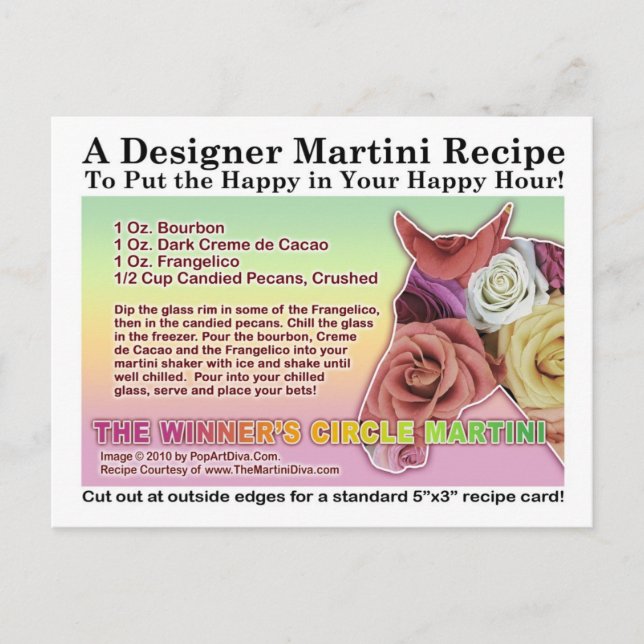 Winner's Circle Horse Race Martini Recipe Card (Front)