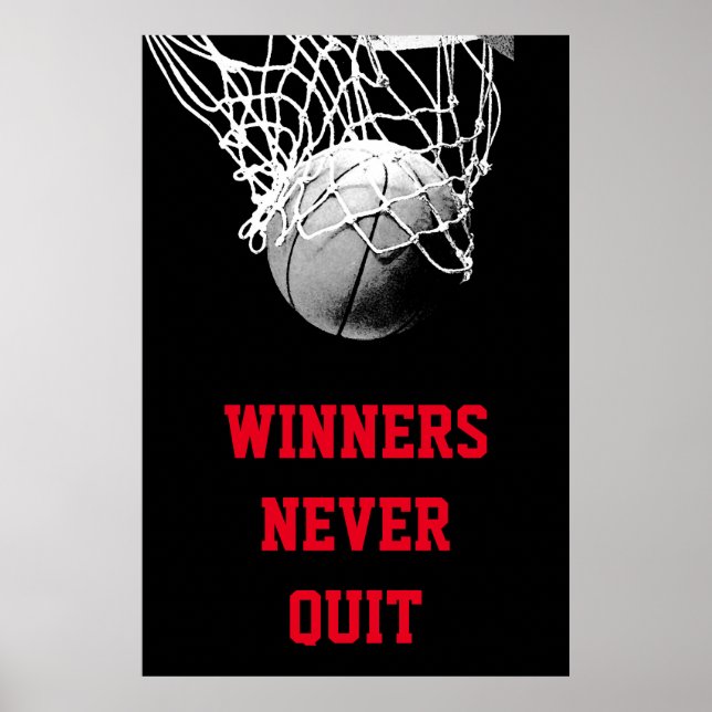 Winners Never Quit Achievement Basketball Poster (Front)