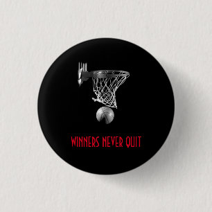 Winners Never Quit Basketball 3 Cm Round Badge