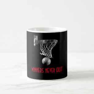 Winners Never Quit Basketball Coffee Mug