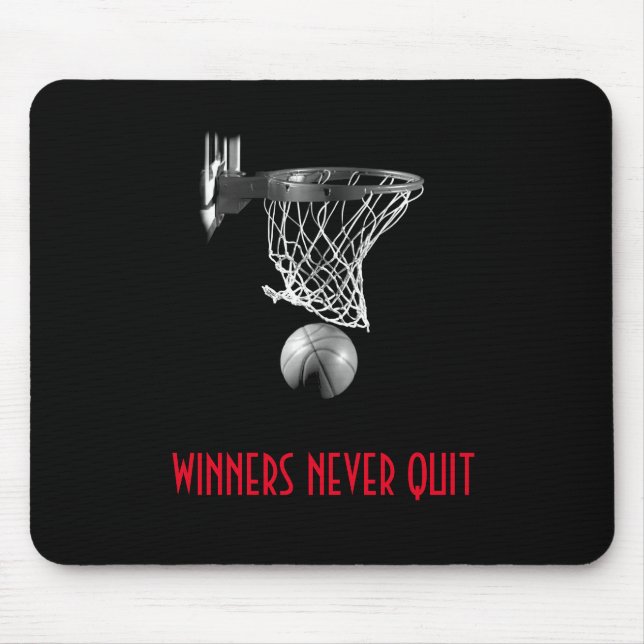 Winners Never Quit Basketball Mouse Mat (Front)