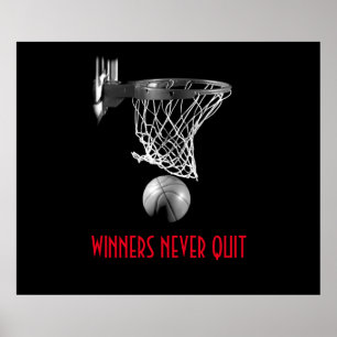 Winners Never Quit Basketball Poster