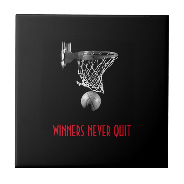Winners Never Quit Basketball Tile (Front)