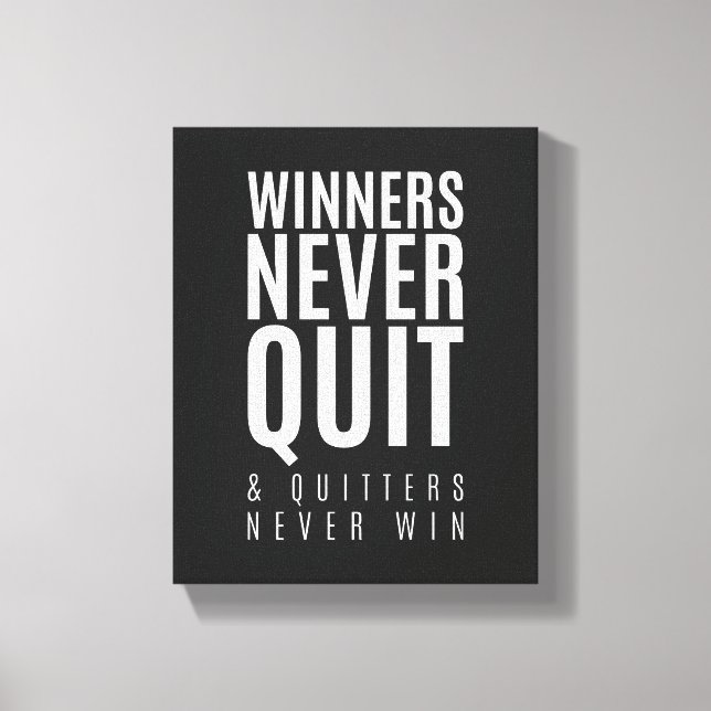 Winners Never Quit | Motivational Quote Wall Art (Front)