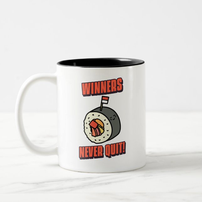 Winners Never Quit Mug (Left)