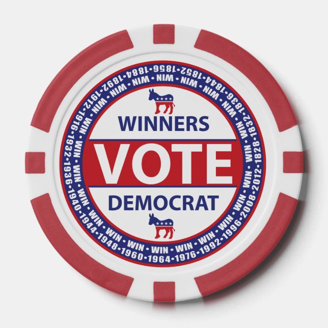 Winners Vote Democrat Poker Chips (Front)
