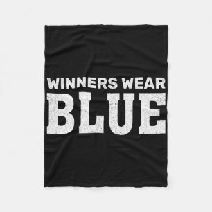 Winners Wear Blue Team Spirit Game Competition Cam Fleece Blanket