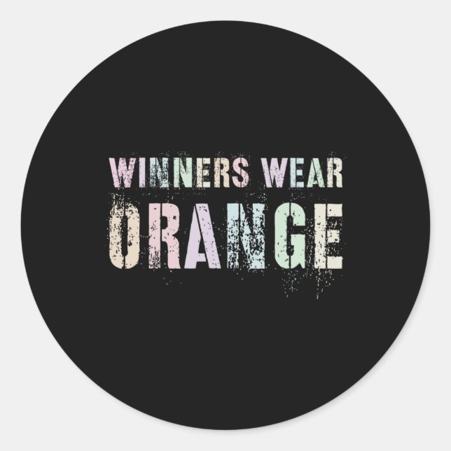 WINNERS WEAR ORANGE Summer Camp Team Colour War Ga Classic Round Sticker (Front)