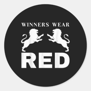Winners Wear Red Funny Spirit Wear Team Game Colou Classic Round Sticker