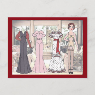 Winnie, Art Deco Lady Paper Doll of 1936 Postcard