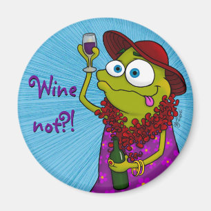 Winnie loves wine, magnet