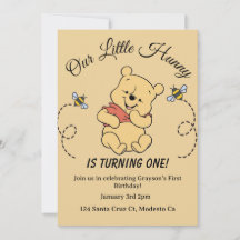 Winnie the Pooh 1st birthday invitation