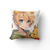 Winnie the Pooh Anime Guy V10 Throw Pillow