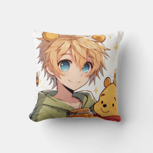 Winnie the Pooh Anime Guy V10 Throw Pillow