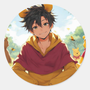 Winnie the Pooh Anime Guy V12 Sticker