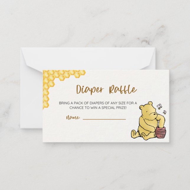 Winnie the Pooh Baby Shower Diaper Raffle Card (Front)