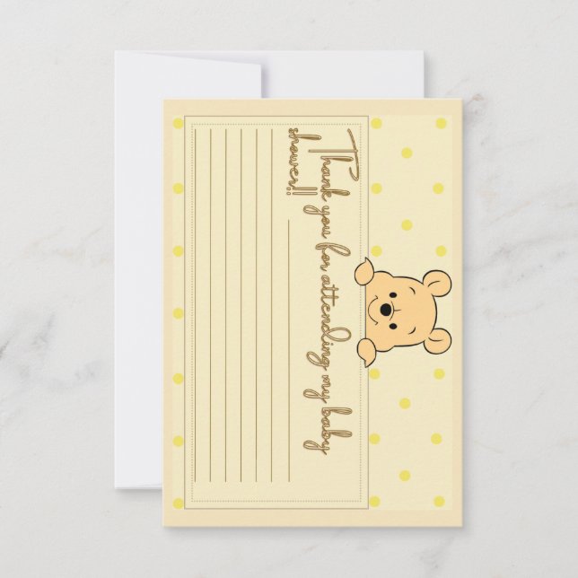 Winnie The Pooh Baby Shower Thank You Card (Front)