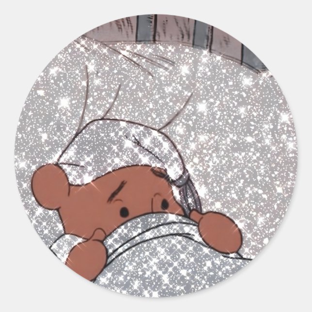 Winnie the Pooh glitter  Classic Round Sticker (Front)