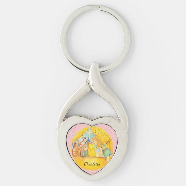 Winnie the Pooh Keyring - Personalise with name. (Front)