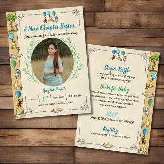 Winnie the Pooh Story Book Baby Shower Invitation