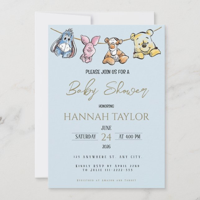 Winnie-Themed Baby Shower Invitation (Front)
