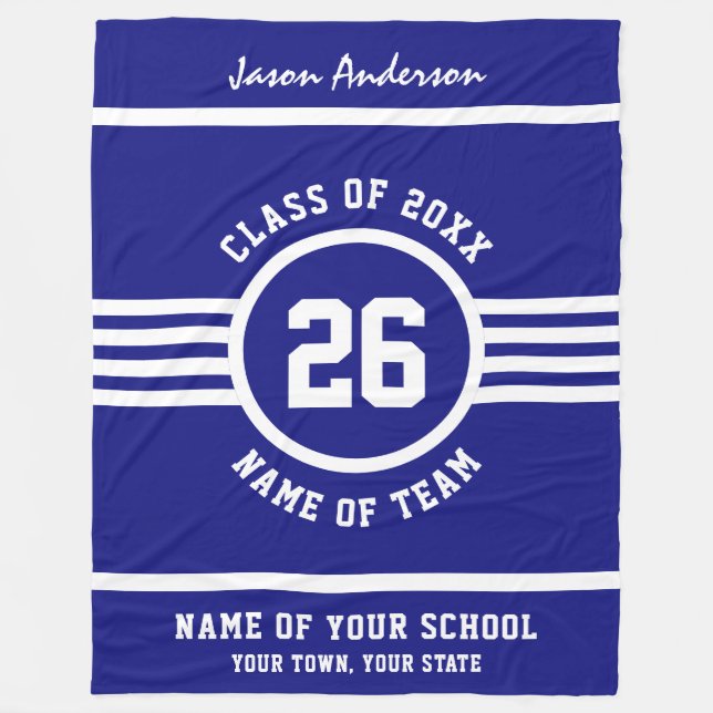 Winning Game Athlete Blue and White Custom Colours Fleece Blanket (Front)