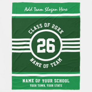 Winning Game Athlete Green and White Custom Fleece Blanket