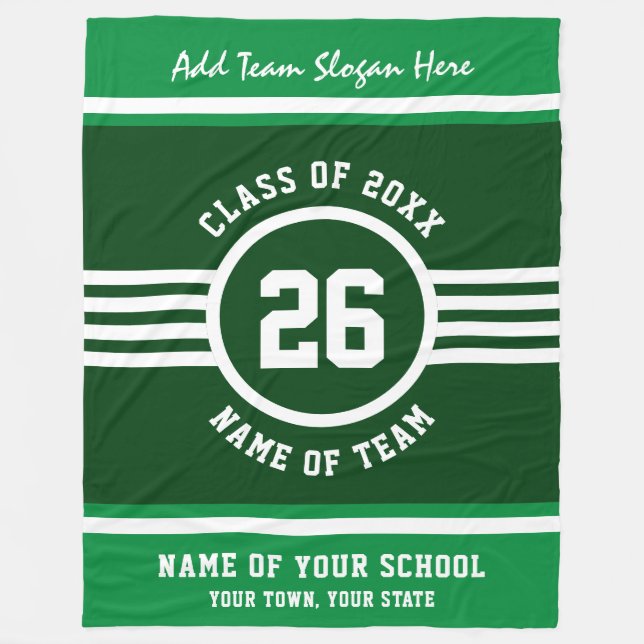 Winning Game Athlete Green and White Custom Fleece Blanket (Front)