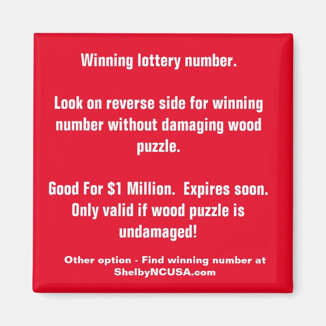 Winning Lottery Number Magnet (Front)
